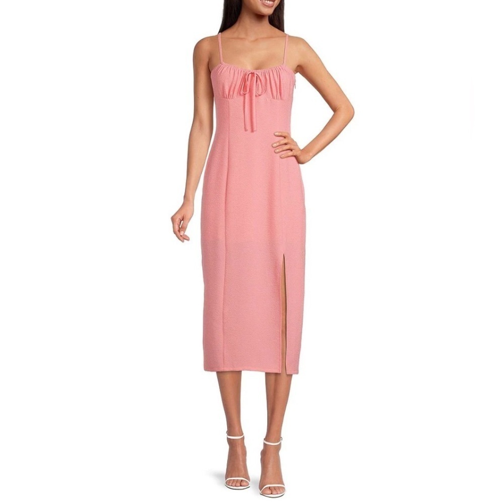 Gianni Bini Maya Ruched Tie Sleeveless Sheath with Thigh Slit- NWT